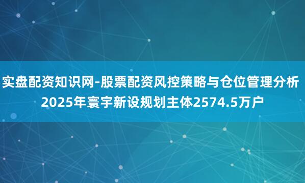 实盘配资知识网-股票配资风控策略与仓位管理分析 2025年寰宇新设规划主体2574.5万户