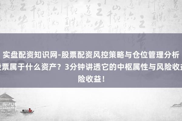 实盘配资知识网-股票配资风控策略与仓位管理分析 股票属于什么资产？3分钟讲透它的中枢属性与风险收益！